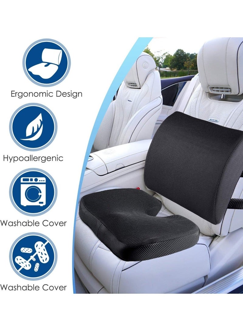 WALALLA Portable Ergonomic Memory Foam Seat Cushion and Lumbar Support Pillow Set for Car Office Computer Chair Wheelchair - Image 5
